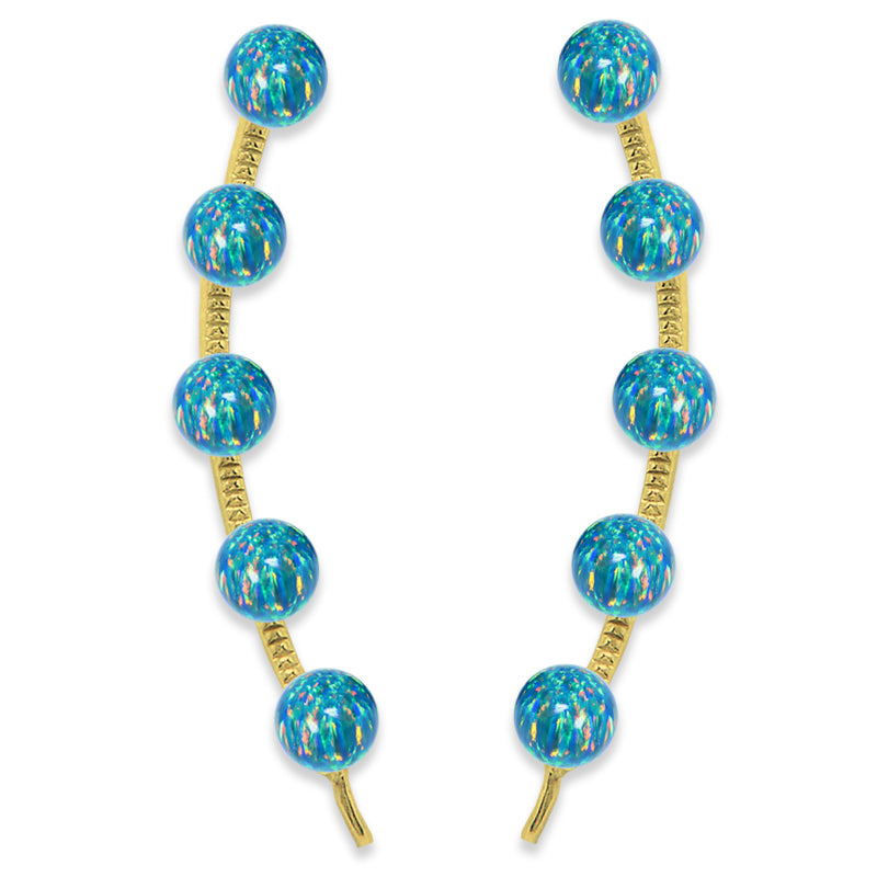 Ear Climber Earrings Ear Pin 5-in-1 Look Opal Beads Earcrawlers