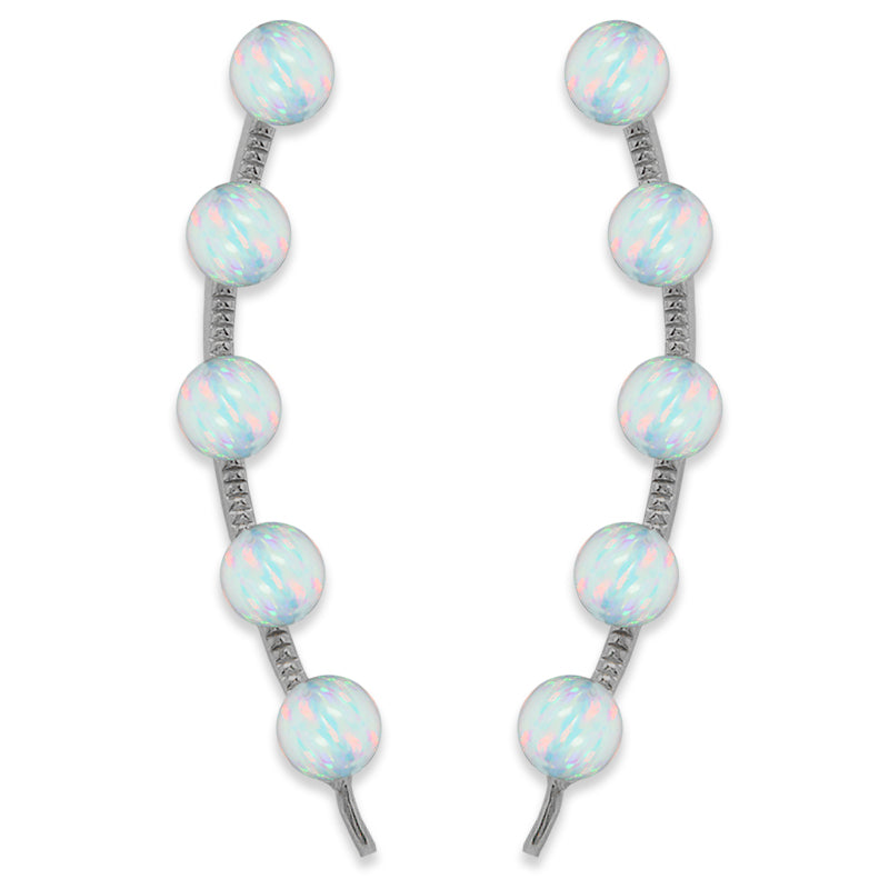 Ear Climber Earrings Ear Pin 5-in-1 Look Opal Beads Earcrawlers