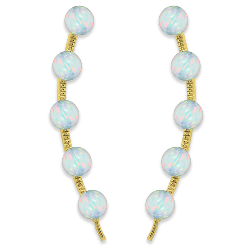 Ear Climber Earrings Ear Pin 5-in-1 Look Opal Beads Earcrawlers