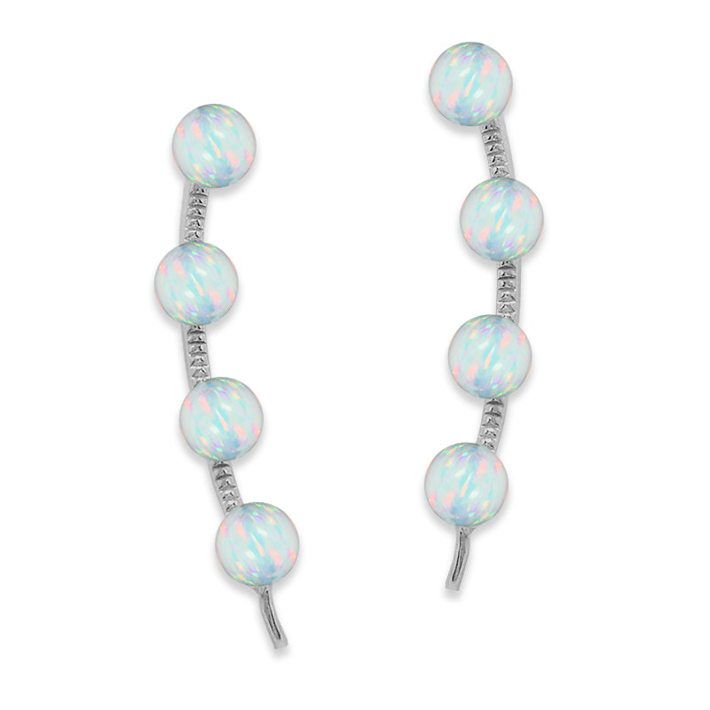Ear Climber Earrings Ear Pin 4-in-1 Look Opal Beads Earcrawlers