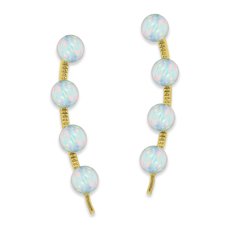 Ear Climber Earrings Ear Pin 4-in-1 Look Opal Beads Earcrawlers