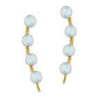 Ear Climber Earrings Ear Pin 4-in-1 Look Opal Beads Earcrawlers