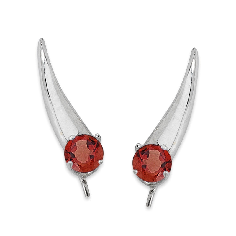 Birthstone Ear Climbers Ear Pin Earrings Solitaire Gemstone Sterling Silver