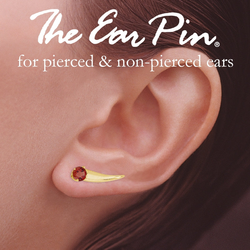 Birthstone Ear Climbers Ear Pin Earrings Solitaire Gemstone 18k Gold Over Silver