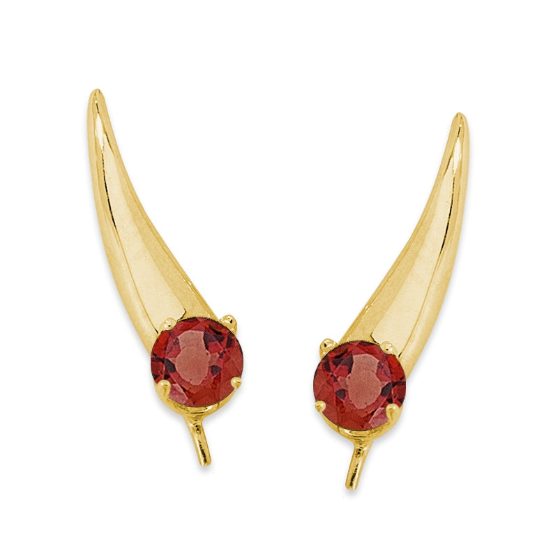 Birthstone Ear Climbers Ear Pin Earrings Solitaire Gemstone 18k Gold Over Silver