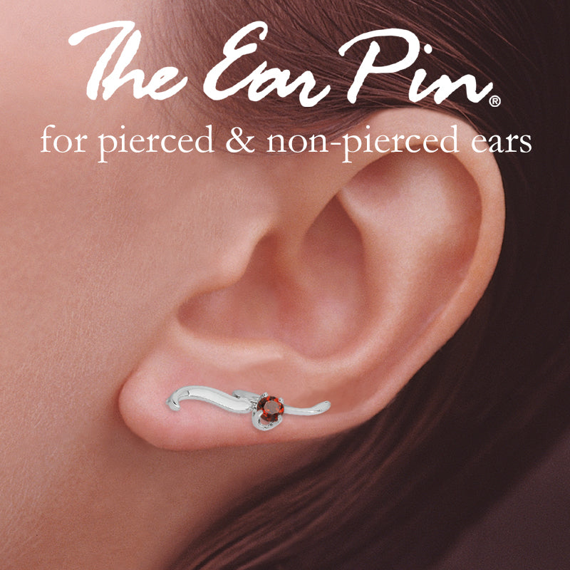Swarovski Birthstone Silver Swirl Ear Pin Earring