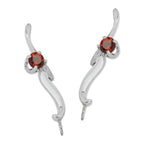 Ear Climber Earrings Swarovski Birthstone Silver Swirl Ear Pin Earrings - Gemstone Ear Crawler Earring Product Shot Left and Right Side
