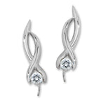 Cubic Zirconia Silver Ear Pin Earrings