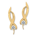 Ear Pin Ear Climber Earrings Cubic Zirconia Crossover Swirls 18k Gold over Silver