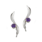 Amethyst Ear Pin Earrings Sterling Silver