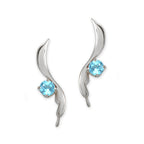 Blue Topaz Ear Pin Earrings Sterling Silver