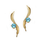 Blue Topaz Ear Pin Earrings Gold Over Silver