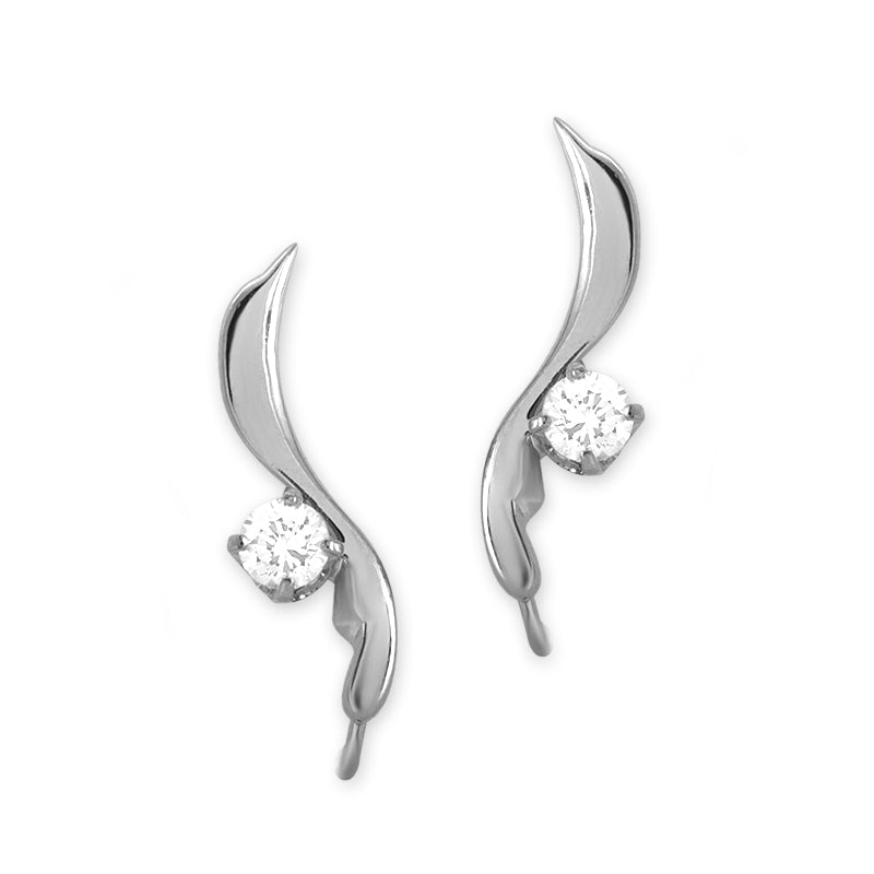 Cubic Zirconia Ear Pin Earrings Sterling Silver