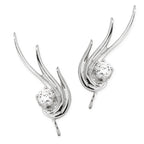 Sterling Silver Cubic Zirconia Triple Swirl Ear Pin Earrings