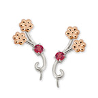 Cubic Zirconia Silver Ear Pin Earrings