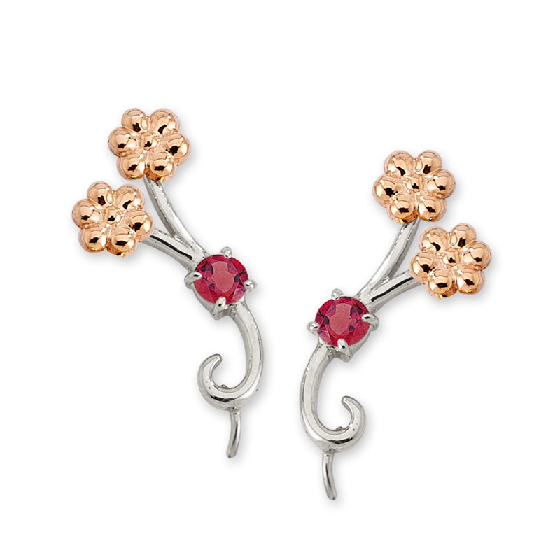 Cubic Zirconia Silver Ear Pin Earrings
