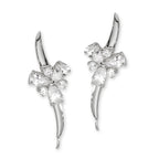 Ear Climber Earrings Ear Pin Cubic Zirconia Pear Shapes Sterling Silver