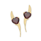 Garnet Hearts Gold over Silver Ear Pin Earrings