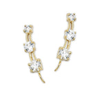 3in1 Graduating CZ Gold over Silver Ear Pin Earrings