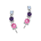 Multi Color 3 in1 Silver Ear Pin Earrings