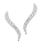 Cubic Zirconia Classic Silver Ear Pin Earrings