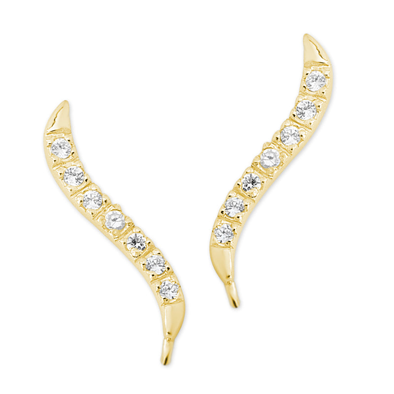 CZ Classic Gold over Silver Ear Pin Earrings