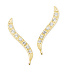 CZ Classic Gold over Silver Ear Pin Earrings