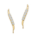 14k Yellow Gold Cubic Zirconia Ear Pin Earrings