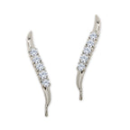 Cubic Zirconia Silver Ear Pin Earrings
