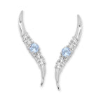 Aquamarine Silver Ear Pin Earrings
