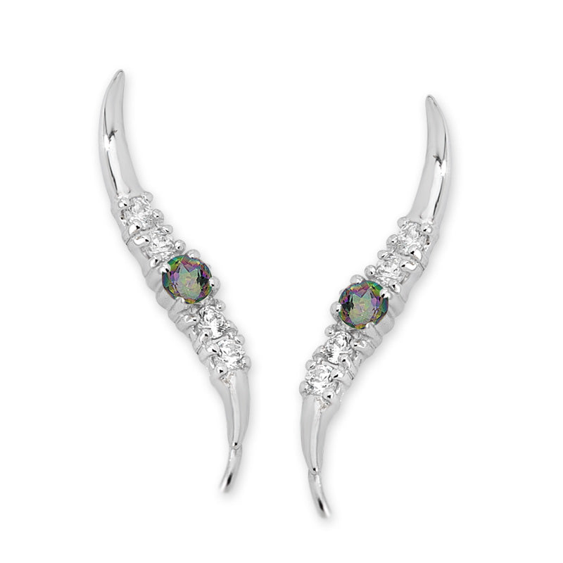 Mystic Topaz Silver Ear Pin Earrings