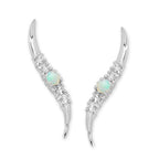 Opal Silver Ear Pin Earrings