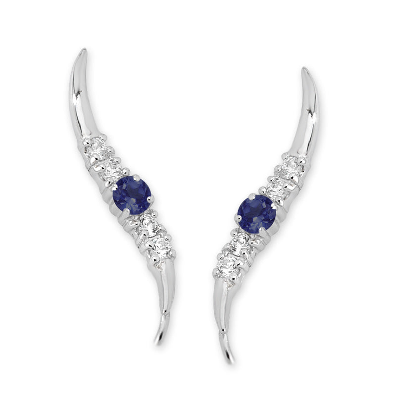 Passion Blue Topaz Silver Ear Pin Earrings