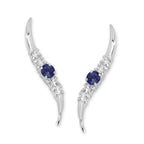 Passion Blue Topaz Silver Ear Pin Earrings