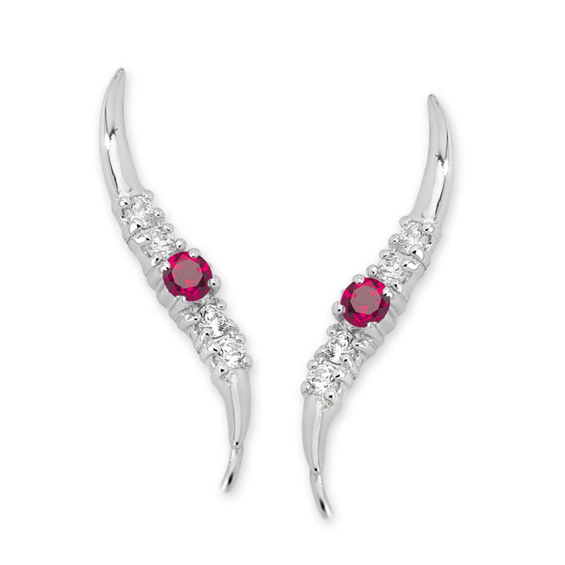 Ruby Silver Ear Pin Earrings
