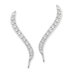 Sterling Silver Classic Cubic Zirconia Ear Pin Earrings - Medium Version