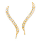 Gold Over Silver Classic Cubic Zirconia Ear Pin Earrings - Medium Version