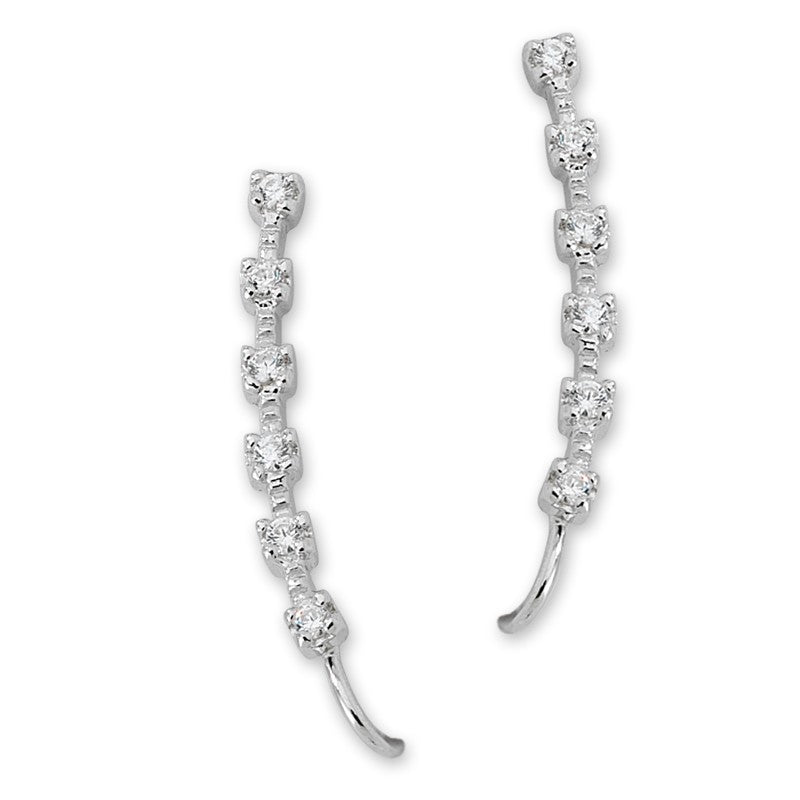 6in1 Cubic Zirconia Silver Ear Pin Earrings