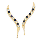Blue Sapphire Cubic Zirconia Ear Pin Earrings 18k Gold Over Silver
