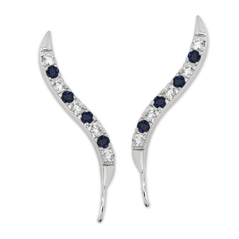 Blue Sapphire Cubic Zirconia Ear Pin Earrings