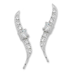 Cubic Zirconia Silver Ear Pin Earrings