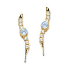 Aquamarine and Cubic Zirconia Silver Ear Pin Earrings