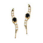 Black Cubic Zirconia  Cubic Zirconia Silver Ear Pin Earrings