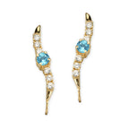 Blue Topaz and Cubic Zirconia Silver Ear Pin Earrings