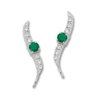 Green Onyx and Cubic Zirconia Silver Ear Pin Earrings