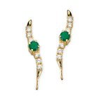 Green Onyx and Cubic Zirconia Silver Ear Pin Earrings