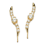 Cubic Zirconia Silver Ear Pin Earrings