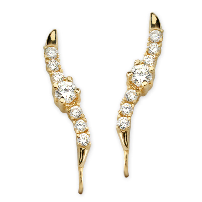 Cubic Zirconia Silver Ear Pin Earrings