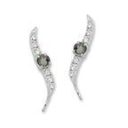Mystic Topaz and Cubic Zirconia Silver Ear Pin Earrings