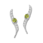Peridot and Cubic Zirconia Silver Ear Pin Earrings